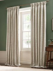 Morris & Co. Ivory Acorn Tonal Jacquard Pencil Pleat Curtains - Image 7 of 7