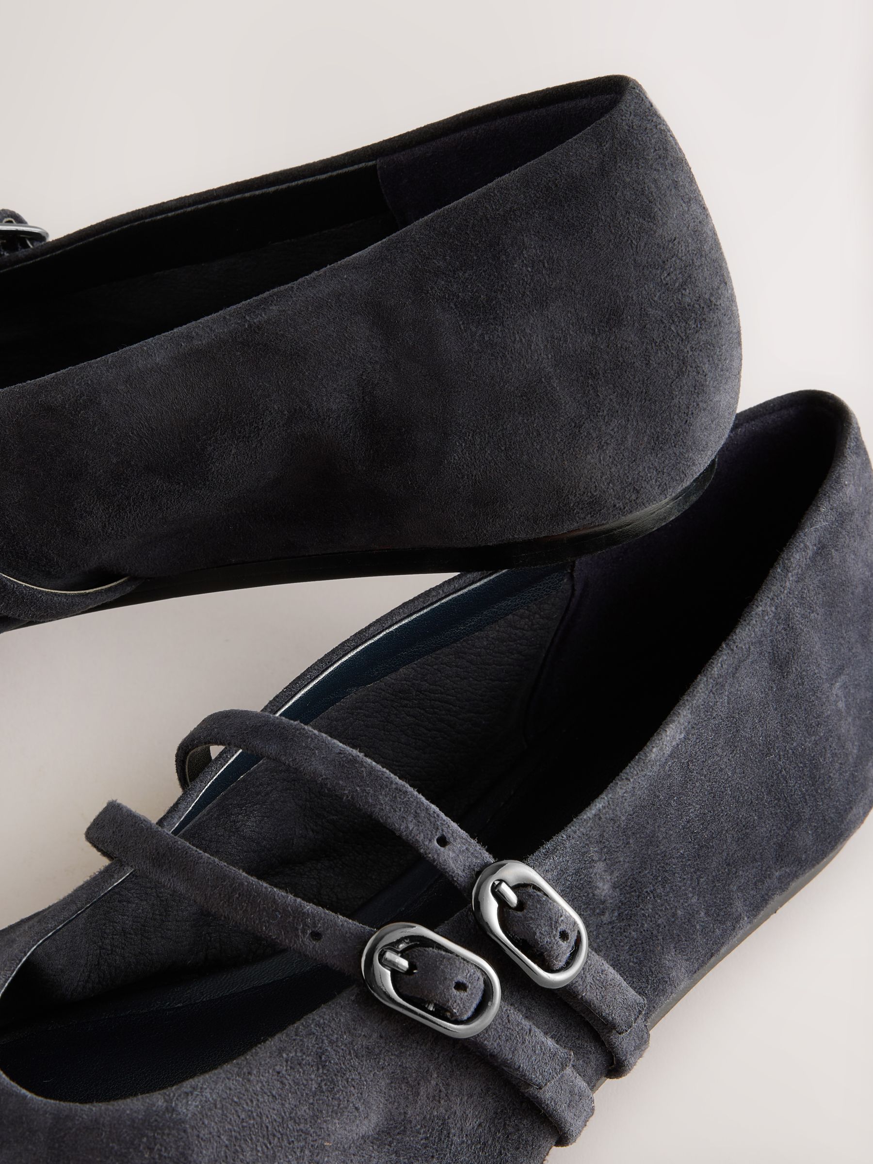 Buy Navy Suede Standard Fit Leather Round Toe Mary Jane Shoes from