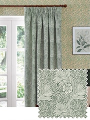 Morris & Co Leaf Green Marigold Jacquard Pencil Pleat Curtains - Image 1 of 6