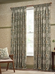 Morris & Co Sunflower Stone Snakeshead Jacquard Chenille Pencil Pleat Pencil Pleat Curtains - Image 1 of 6
