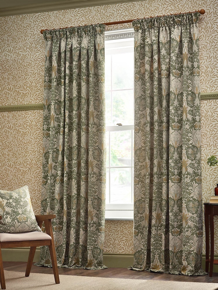 Morris & Co Snakeshead Jacquard Chenille Pencil Pleat Pencil Pleat Curtains - Изображение 1 из 6 Morris & Co Snakeshead Jacquard Chenille Pencil Pleat Pencil Pleat Curtains - Изображение 1 из 6