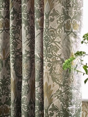 Morris & Co Sunflower Stone Snakeshead Jacquard Chenille Pencil Pleat Pencil Pleat Curtains - Image 4 of 6