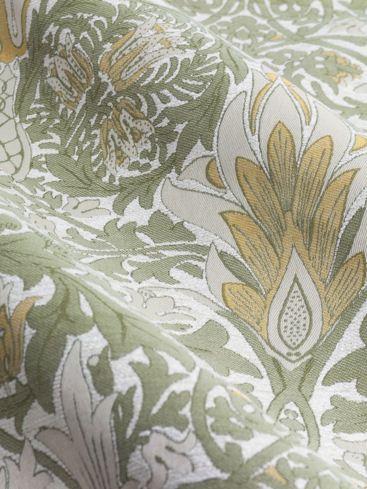 Morris & Co Sunflower Stone Snakeshead Jacquard Chenille Pencil Pleat Pencil Pleat Curtains - Image 6 of 6