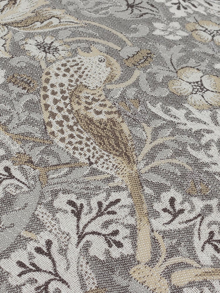 Morris & Co. Biscuit Strawberry Thief Jacquard Piped Cushion - Image 5 of 5