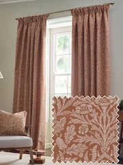Morris & Co Brick Acorn Tonal Jacquard Pencil Pleat Curtains - Image 1 of 7