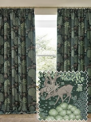 Morris & Co Forest Green The Brook Jacquard Pencil Pleat Pencil Pleat Curtains - Image 1 of 7