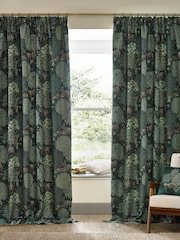 Morris & Co Forest Green The Brook Jacquard Pencil Pleat Pencil Pleat Curtains - Image 2 of 7