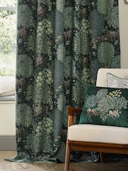 Morris & Co Forest Green The Brook Jacquard Pencil Pleat Pencil Pleat Curtains - Image 4 of 7