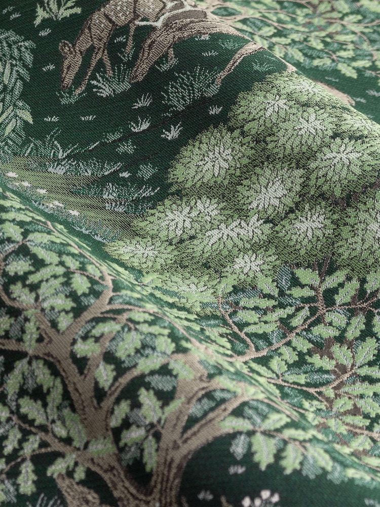 Morris & Co Green The Brook Jacquard Pencil Pleat Curtains - Image 5 of 5 Morris & Co Green The Brook Jacquard Pencil Pleat Curtains - Image 5 of 5