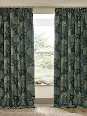 Morris & Co Forest Green The Brook Jacquard Pencil Pleat Pencil Pleat Curtains - Image 7 of 7