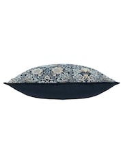 Morris & Co Indigo Strawberry Theif Jacquard Piped Cushion - Image 4 of 6