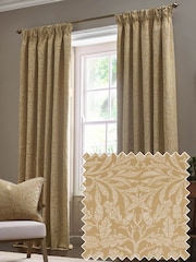 Morris & Co Saffron Acorn Tonal Jacquard Pencil Pleat Pencil Pleat Curtains - Image 1 of 7