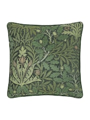 Morris & Co Thyme Forest Green Acorn Jacquard Chenille Cushion - Image 1 of 4