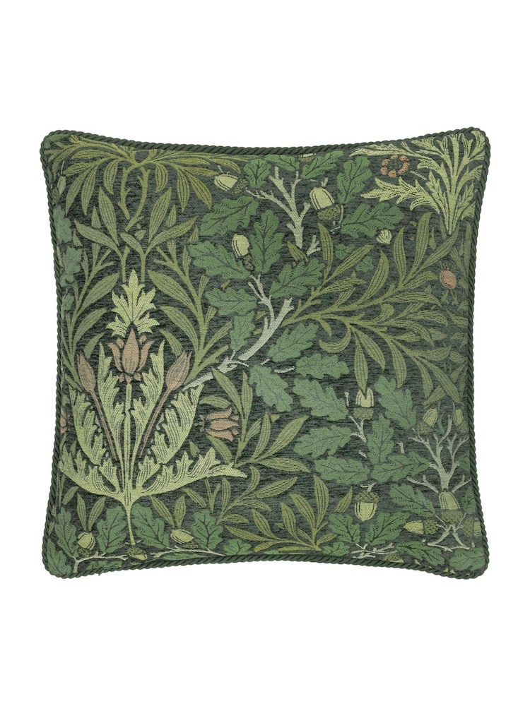 Morris & Co Thyme Forest Green Acorn Jacquard Chenille Cushion - Image 1 of 4