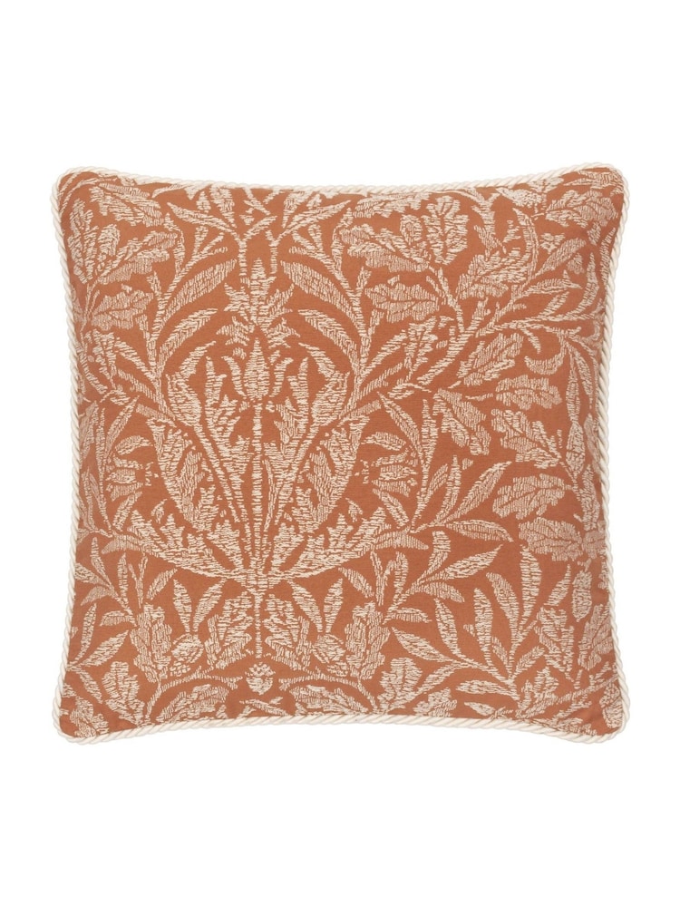 Morris & Co Brick Orange Acorn Tonal Jacquard Piped Cushion - Image 1 of 4