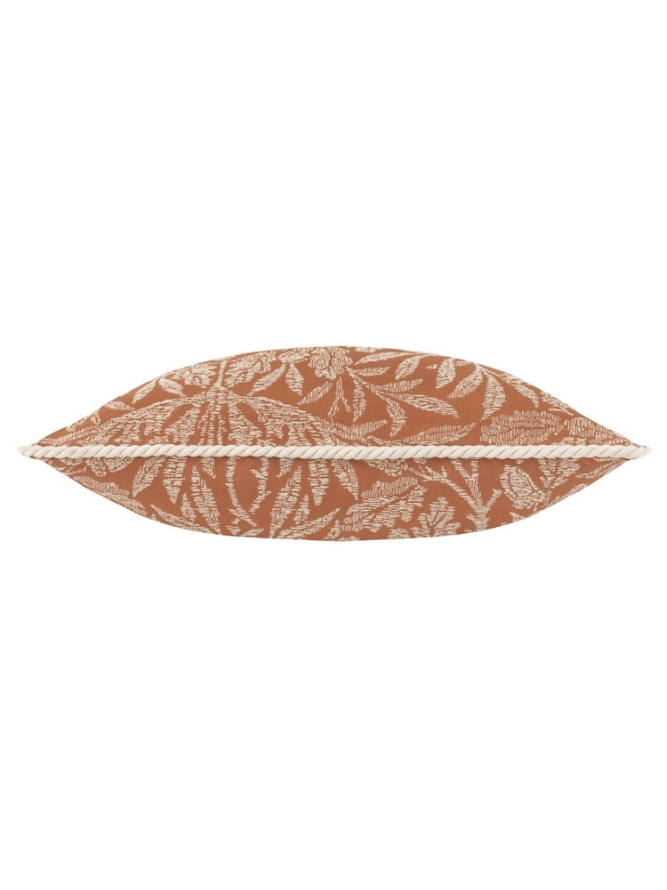 Morris & Co Brick Orange Acorn Tonal Jacquard Piped Cushion - Image 2 of 4