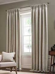 Morris & Co Linen Acorn Tonal Jacquard Pencil Pleat Curtains - Image 2 of 7