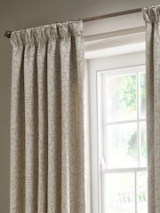 Morris & Co Linen Acorn Tonal Jacquard Pencil Pleat Curtains - Image 3 of 7