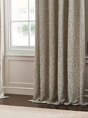 Morris & Co Linen Acorn Tonal Jacquard Pencil Pleat Curtains - Image 4 of 7