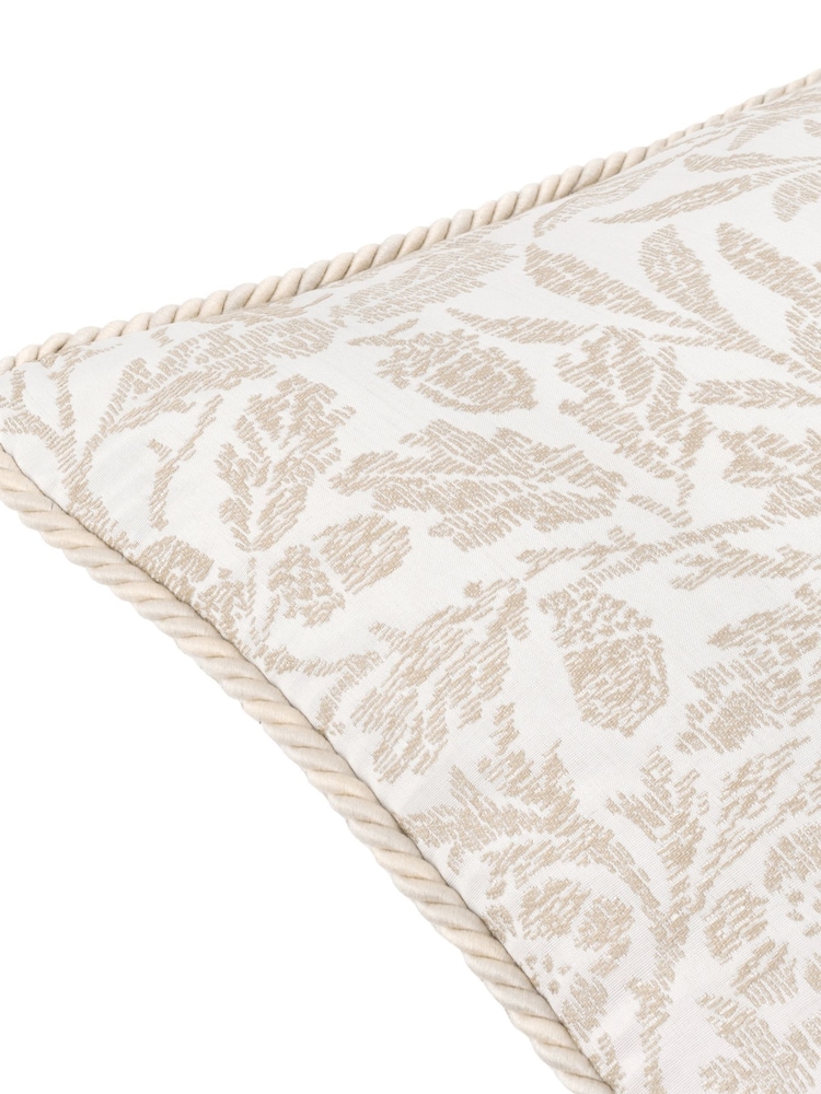 Morris & Co Ivory Acorn Tonal Jacquard Piped Cushion - Image 4 of 4