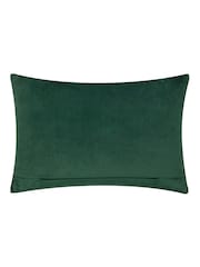 Morris & Co Forest Green The Brook Embroidered Velvet Braided Cushion - Image 2 of 4