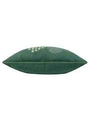 Morris & Co Forest Green The Brook Embroidered Velvet Braided Cushion - Image 3 of 4