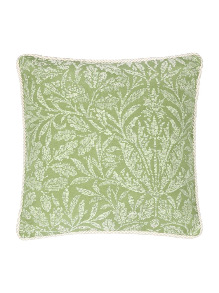 Morris & Co Sage Acorn Tonal Jacquard Piped Cushion - Image 1 of 4