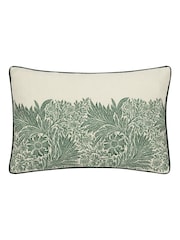 Morris & Co. Leaf Green Marigold Embroidered Piped Cushion - Image 1 of 5
