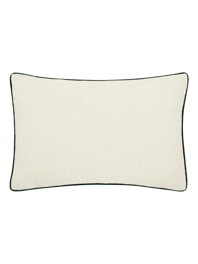 Morris & Co. Leaf Green Marigold Embroidered Piped Cushion - Image 2 of 5
