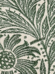 Morris & Co. Leaf Green Marigold Embroidered Piped Cushion - Image 4 of 5