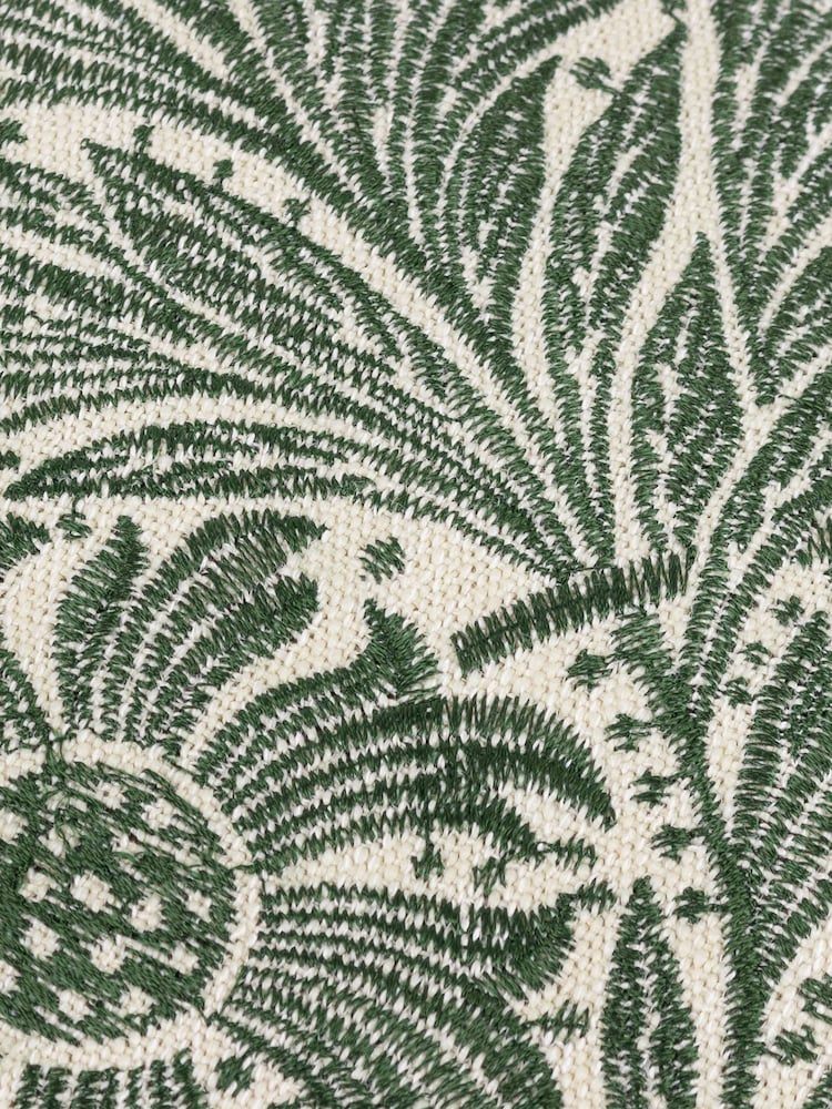 Morris & Co. Leaf Green Marigold Embroidered Piped Cushion - Image 6 of 6