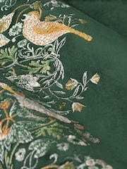 Morris & Co Forest Green Strawberry Theif Embroidered Pencil Pleat Curtains - Image 5 of 6
