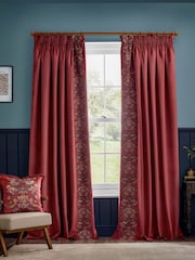 Morris & Co Berry Strawberry Theif Embroidered Pencil Pleat Pencil Pleat Curtains - Image 2 of 7