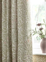 Morris & Co. Stone/Sage Acorn Jacquard Chenille Pencil Pleat Curtains - Image 3 of 6