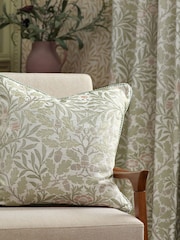 Morris & Co. Stone/Sage Acorn Jacquard Chenille Pencil Pleat Curtains - Image 4 of 6