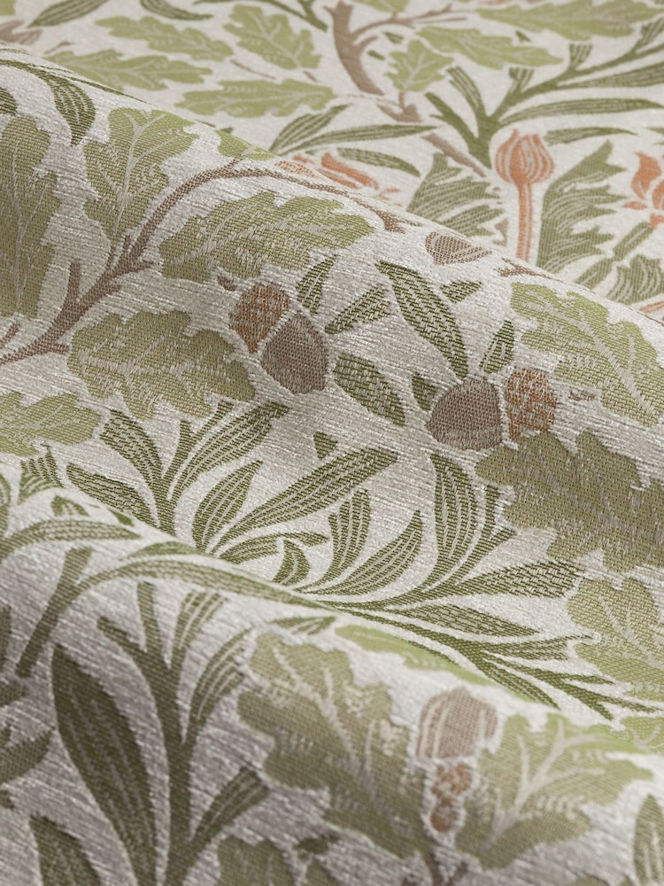 Morris & Co. Stone/Sage Acorn Jacquard Chenille Pencil Pleat Curtains - Image 4 of 4 Morris & Co. Stone/Sage Acorn Jacquard Chenille Pencil Pleat Curtains - Image 4 of 4