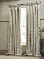 Morris & Co. Stone/Sage Acorn Jacquard Chenille Pencil Pleat Curtains - Image 6 of 6