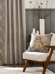 Morris & Co Biscuit Natural Strawberry Thief Embroidered Fringed Cushion - Image 2 of 7