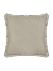 Morris & Co Biscuit Natural Strawberry Thief Embroidered Fringed Cushion - Image 4 of 7