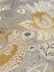 Morris & Co Biscuit Natural Strawberry Thief Embroidered Fringed Cushion - Image 6 of 7