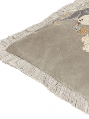 Morris & Co Biscuit Natural Strawberry Thief Embroidered Fringed Cushion - Image 7 of 7