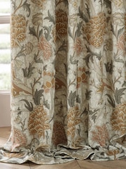 Morris & Co. Stone/Clay Cray Floral Chenille Pencil Pleat Curtains - Image 6 of 7