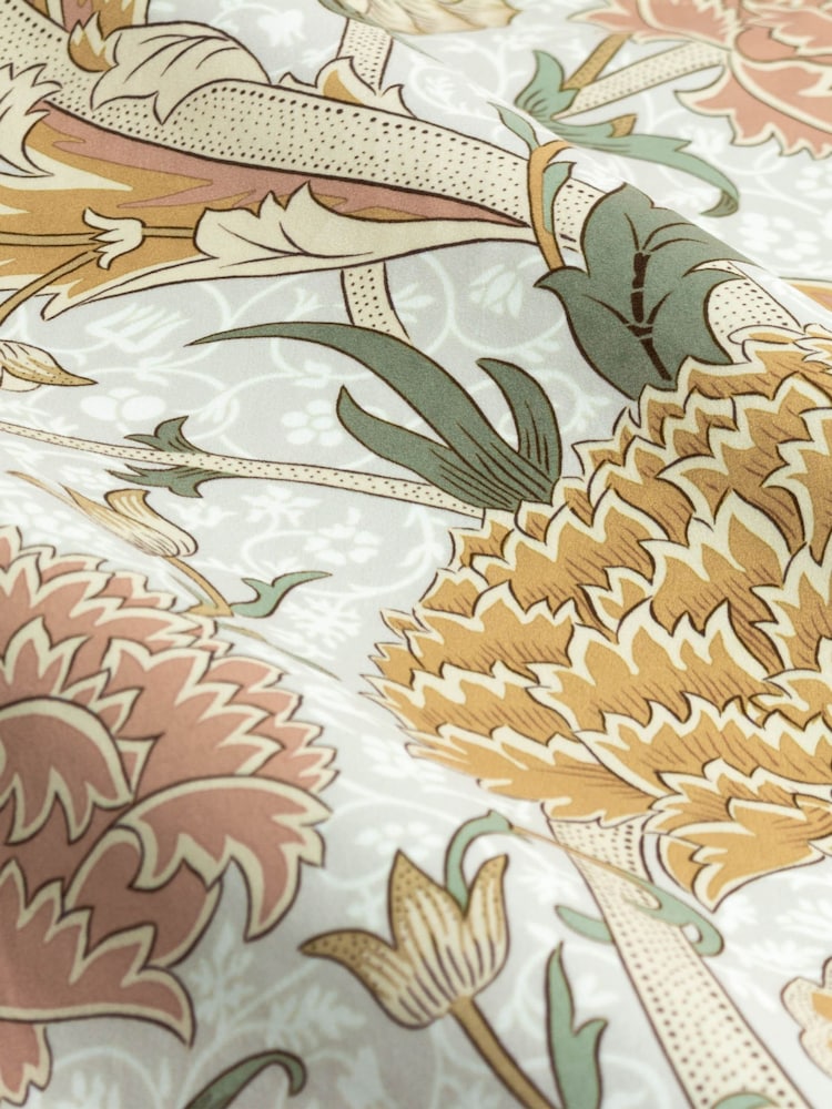 Morris & Co. Stone/Clay Cray Floral Chenille Pencil Pleat Curtains - Image 7 of 7