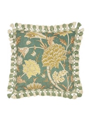 Morris & Co Sage Sunflower Cray Floral Chenille Piped Cushion - Image 1 of 5