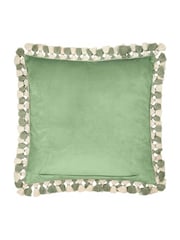 Morris & Co Sage Sunflower Cray Floral Chenille Piped Cushion - Image 2 of 5