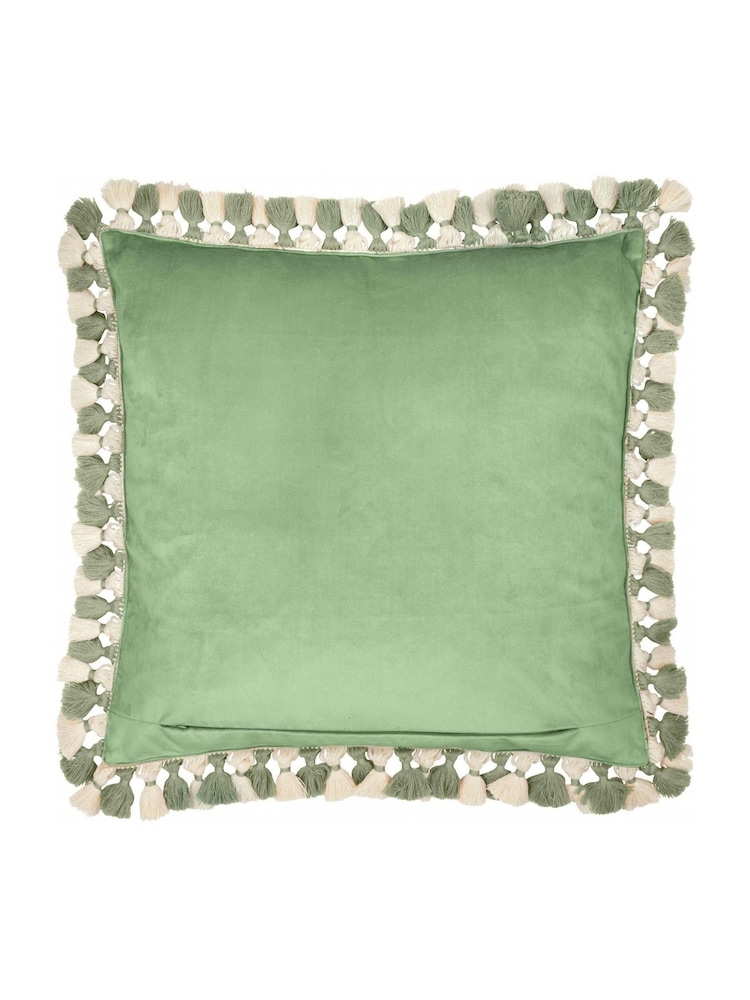 Morris & Co Sage Sunflower Cray Floral Chenille Piped Cushion - Image 2 of 5