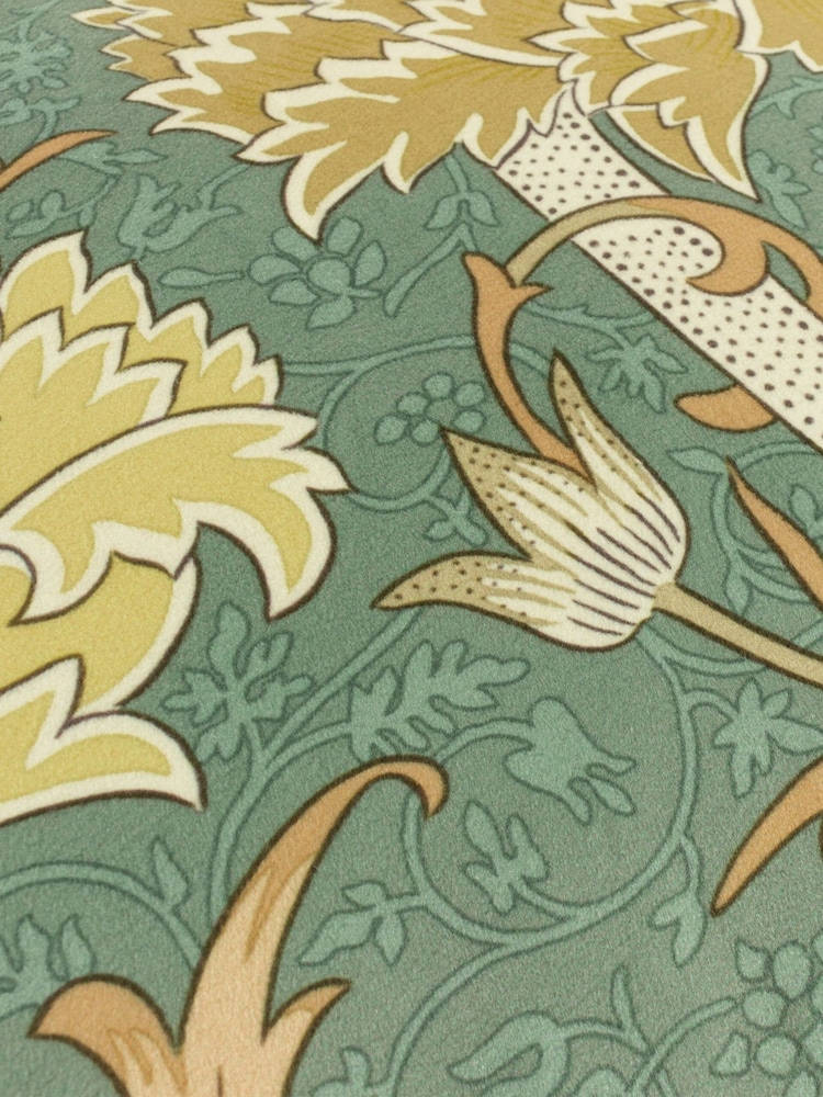 Morris & Co Sage Sunflower Cray Floral Chenille Piped Cushion - Image 5 of 5