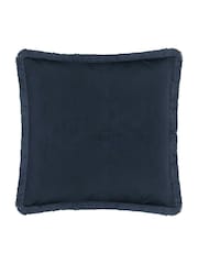 Morris & Co Indigo Strawberry Theif Embroidered Fringed Cushion - Image 4 of 7