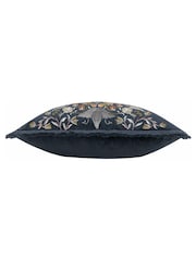 Morris & Co Indigo Strawberry Theif Embroidered Fringed Cushion - Image 5 of 7