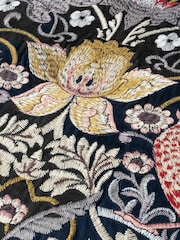 Morris & Co Indigo Strawberry Theif Embroidered Fringed Cushion - Image 6 of 7